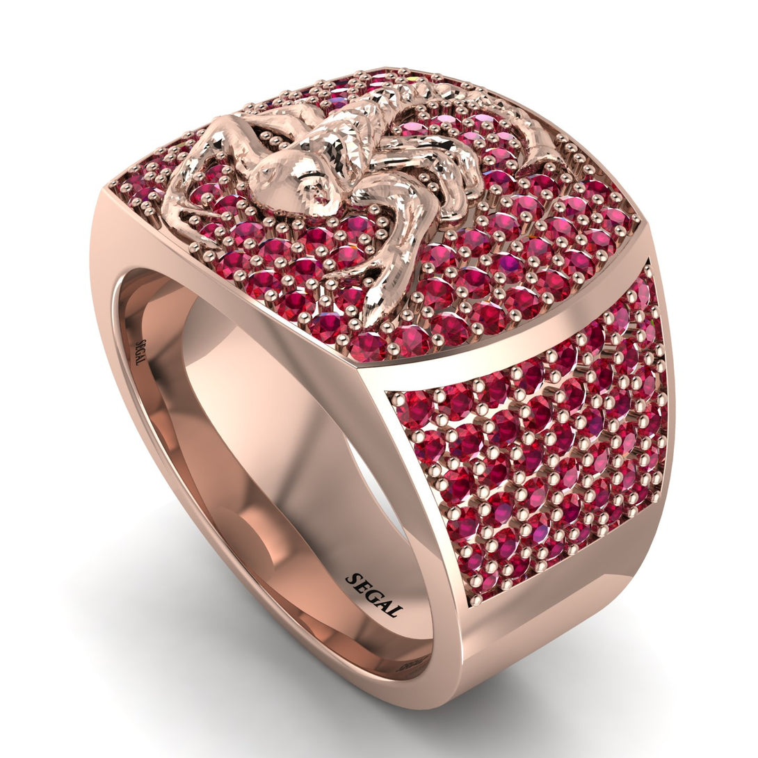 Scorpion Men Ruby Signet Ring - Sean No. 11